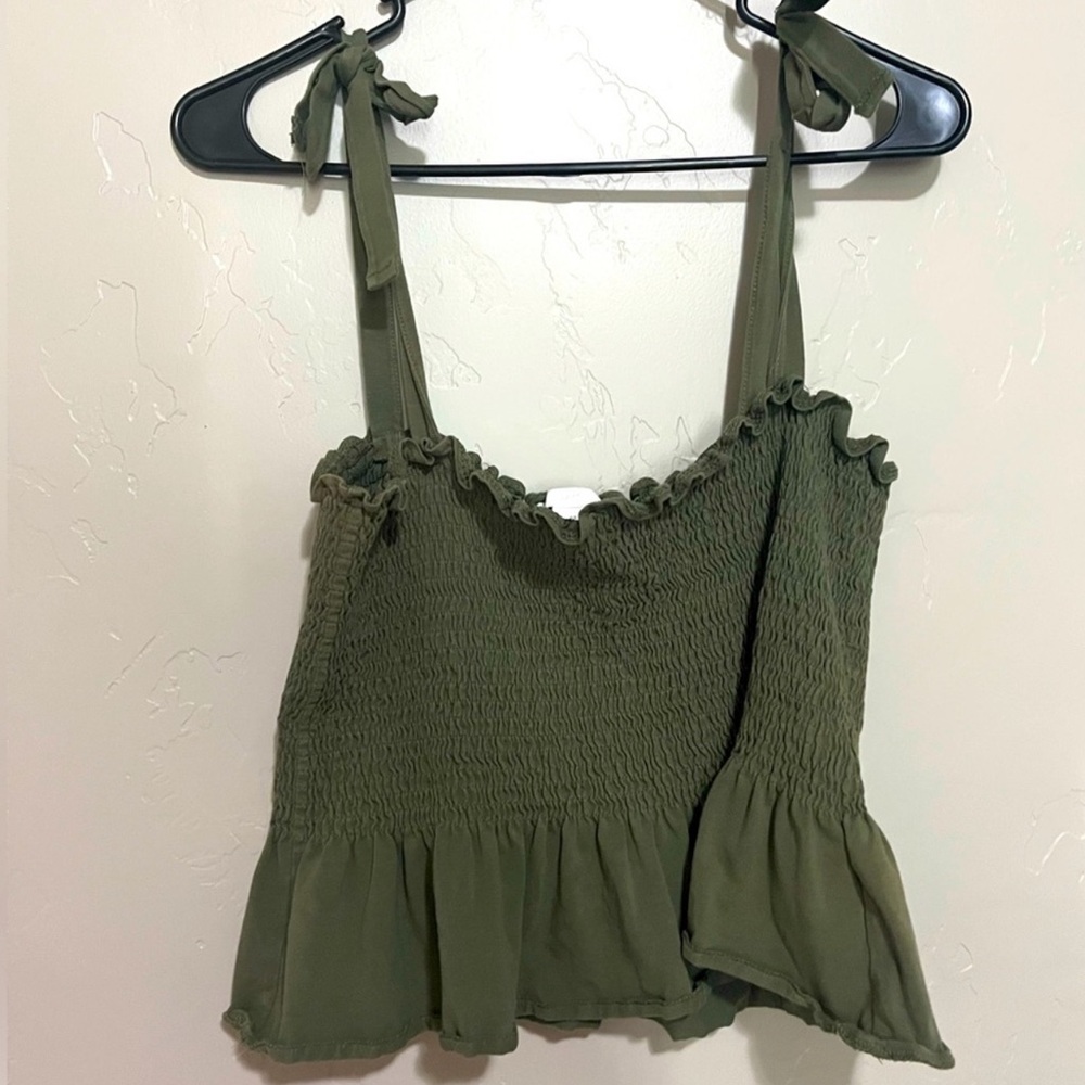 Olive Green Smocked Tank Top